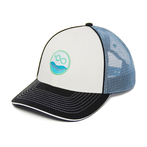 AungcrownGreen 6-Panel Mesh Baseball Cap White and Blue